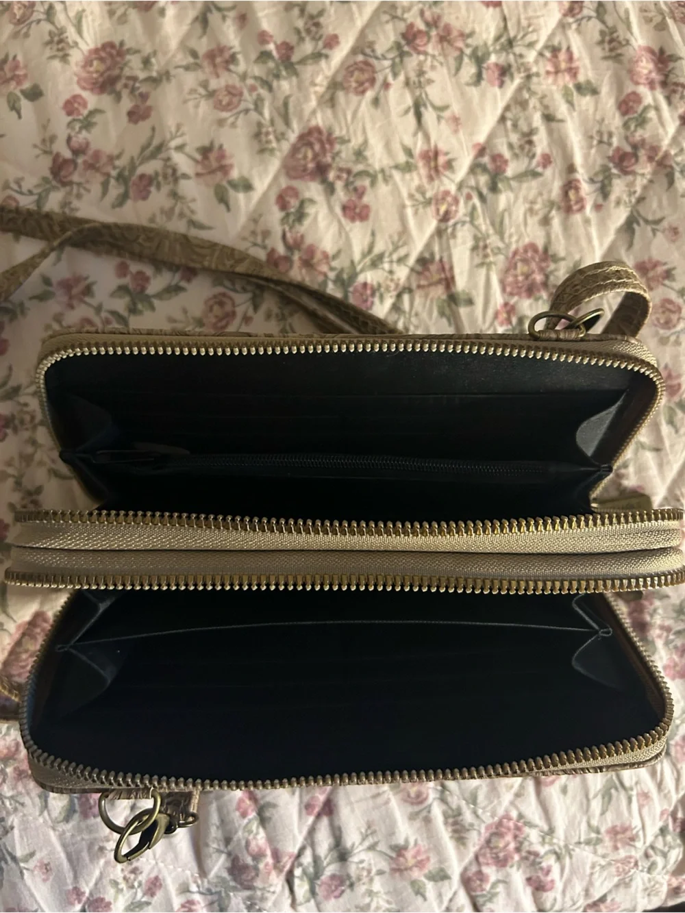 Embossed Gold Crossbody Wallet - Michael Kors Style